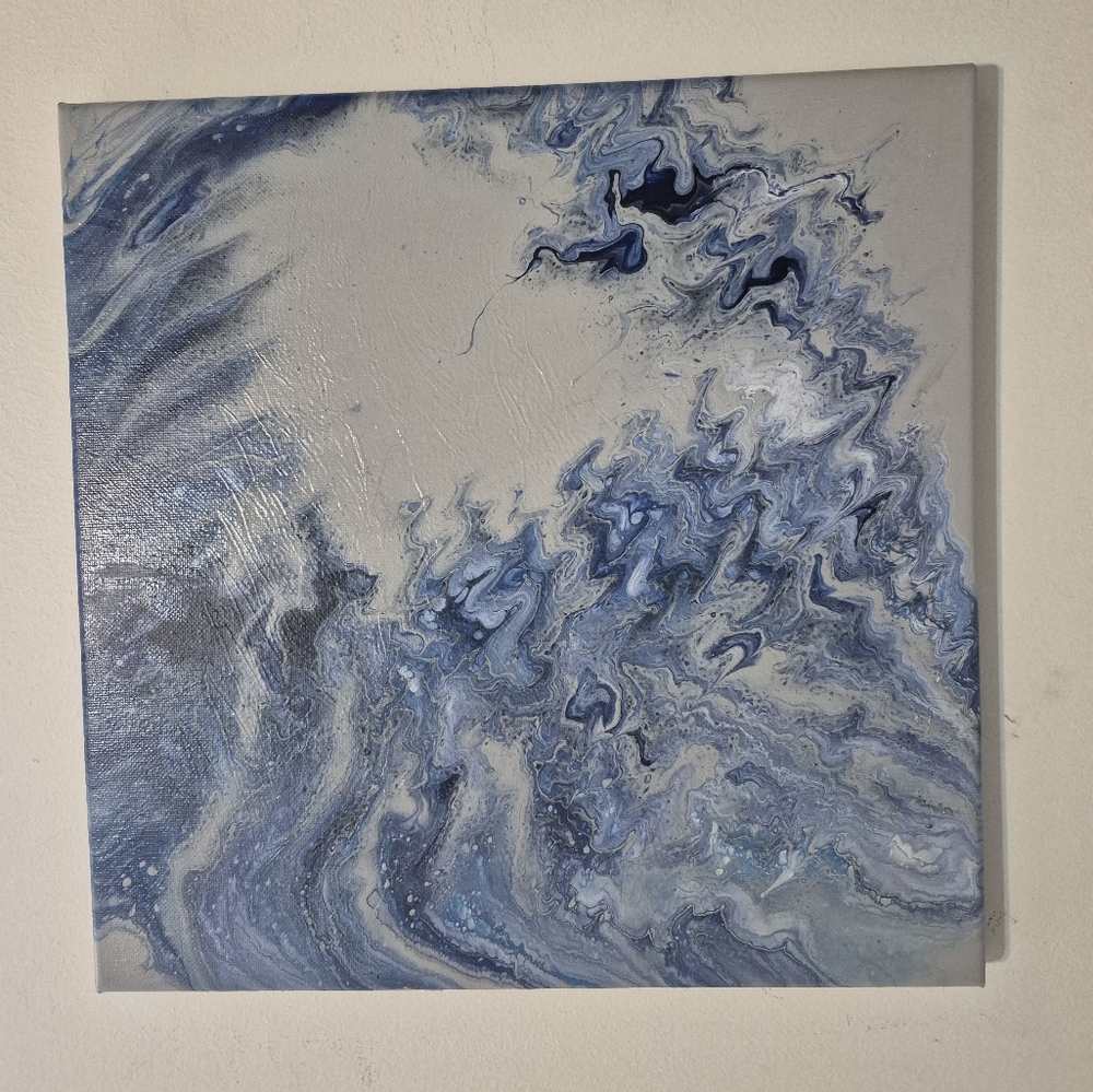 Abstract Blue and Gray Canvas Art